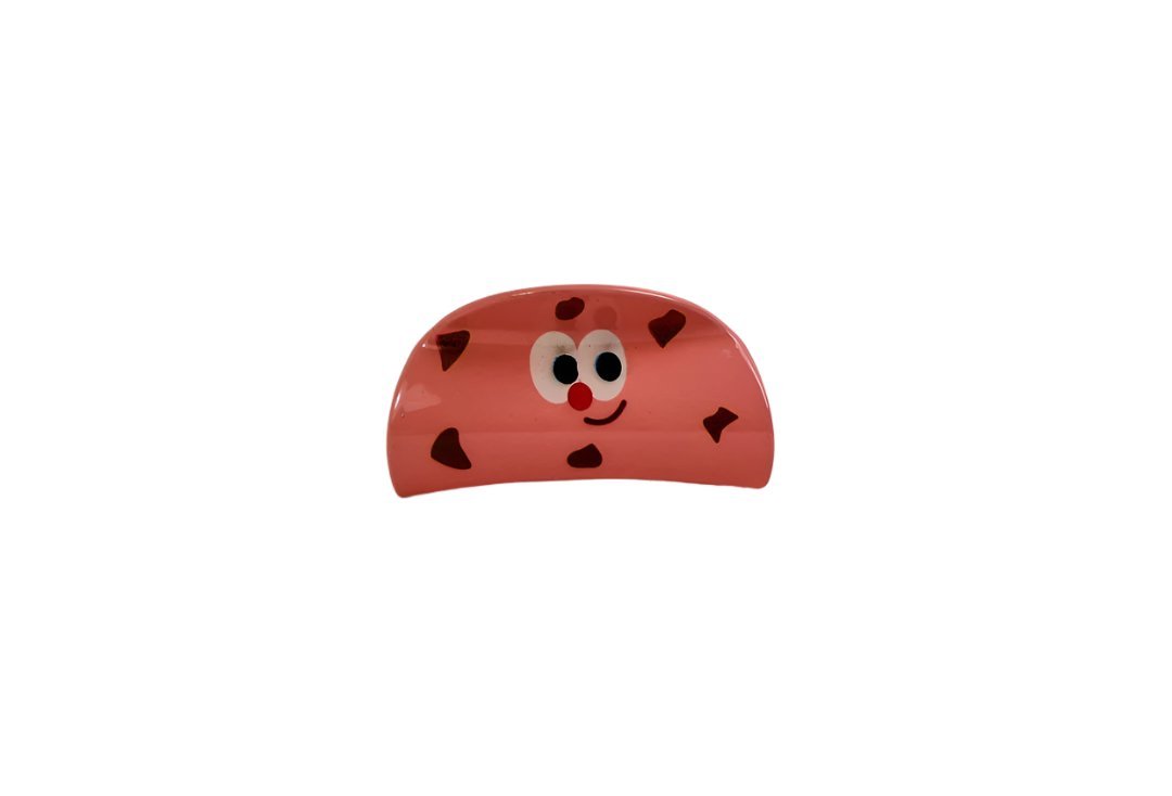 Pink Plastic Hair Clip with Smiling Face Design 1
