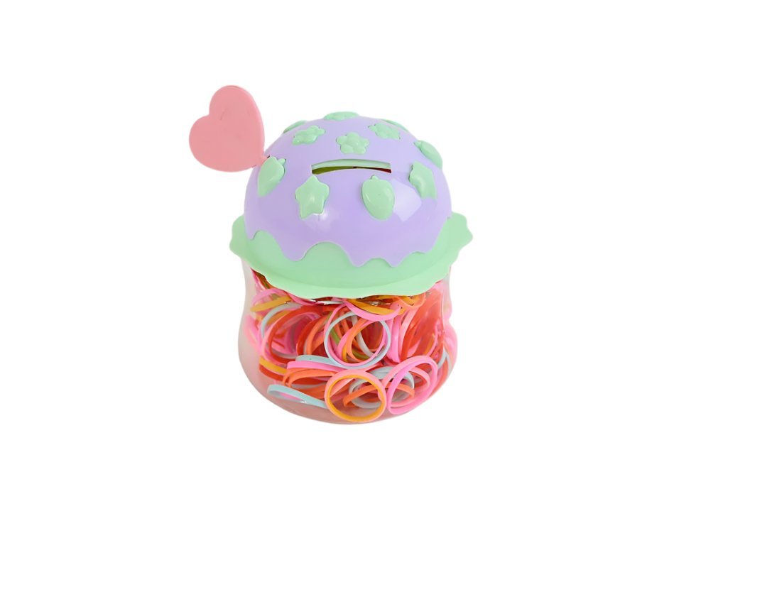 Colorful Rubber Bands Jar with Decorative Lid 4