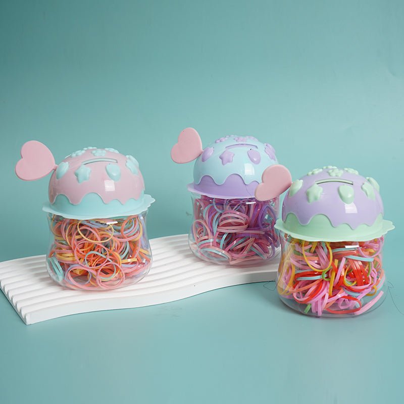 Colorful Rubber Bands Jar with Decorative Lid 1