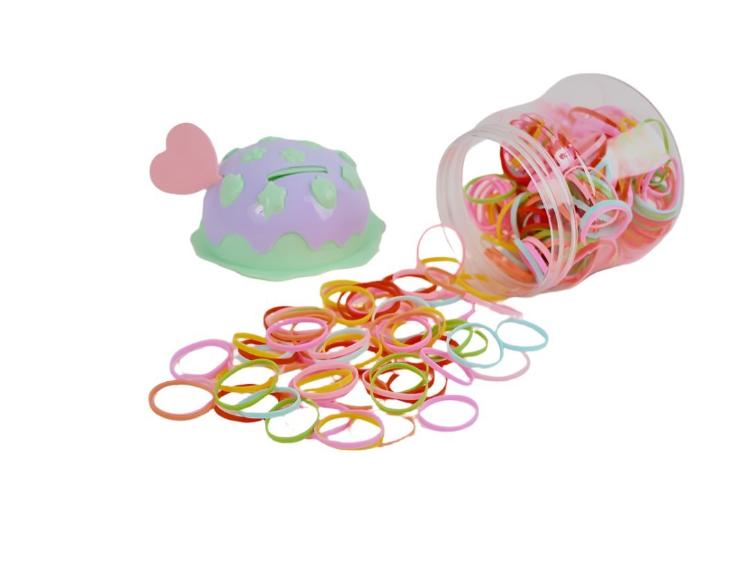 Colorful Rubber Bands Jar with Decorative Lid 6