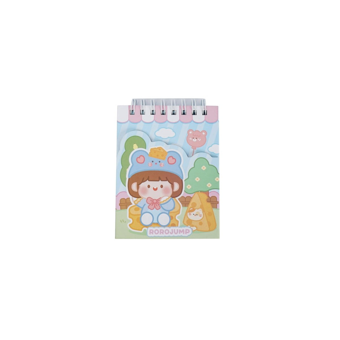 Mini magnetic buckle coil notebook, front cover with cartoon animals and spiral