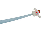Blue cartoon pen close-up showing animal face topper and part of barrel