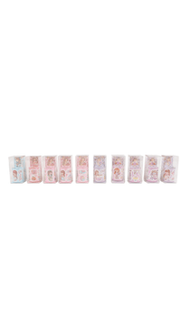 Cartoon washi tape strips with cute character designs in pastel repeating panels
