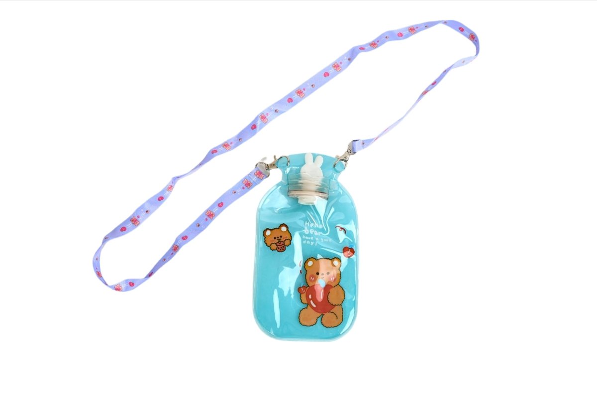 Pack of 2 Cartoon Animal Hot Water Bottles with Strap – 300 ml
