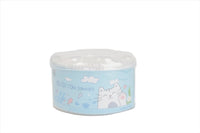 Cotton swab container, light blue with smiling cat and cloud graphics