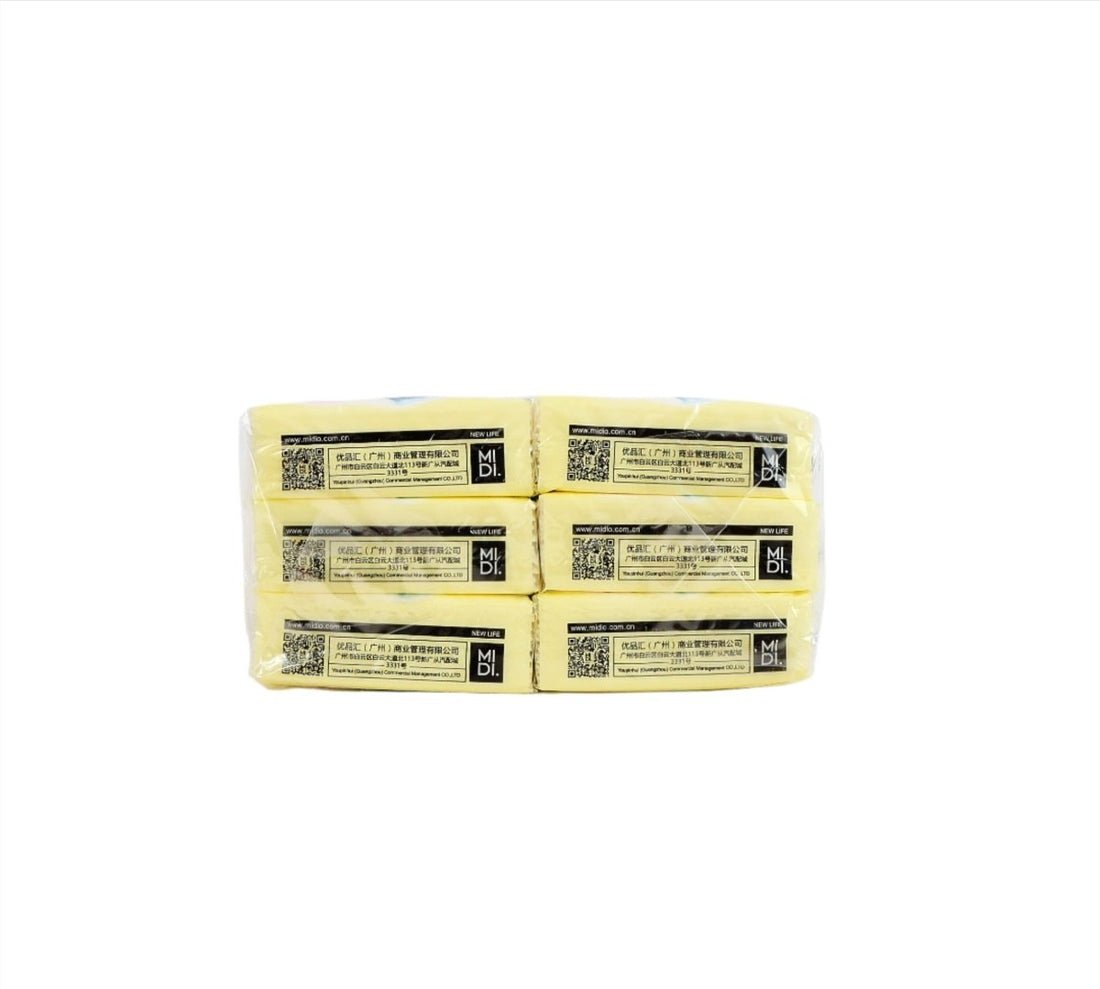 Tissue multipack in clear wrap with beige labels on top