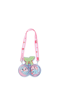 Cherry-shaped girls jewelry set with two charm discs and pink adjustable straps