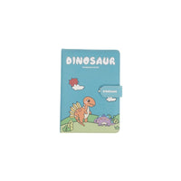 Light blue dinosaur PU magnetic buckle notebook cover with orange dinosaur and cloud