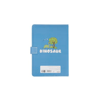 Blue dinosaur PU magnetic buckle notebook back cover with dinosaur graphic and tag