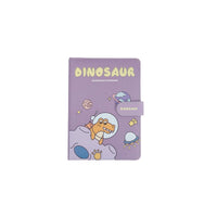 Purple dinosaur PU magnetic buckle notebook cover with dinosaur and egg graphic