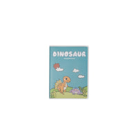 Blue A6 notebook with matte rubber dinosaur cover, cute dino and eggs illustration