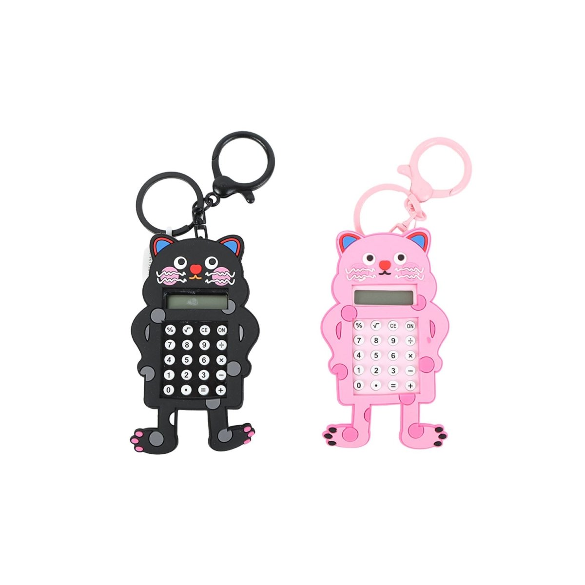 Black and pink cute dog keychain calculator figures with maze print