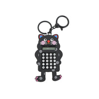 Black cute dog keychain calculator with maze print, two key rings