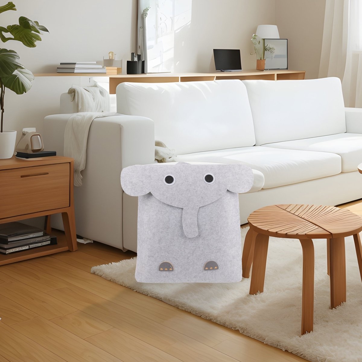Cute Elephant Felt Laundry Basket - MIDI