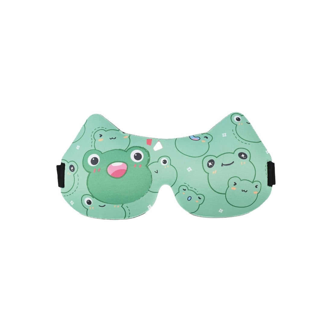3D sleep eye mask with cute frog print, mint green face covering