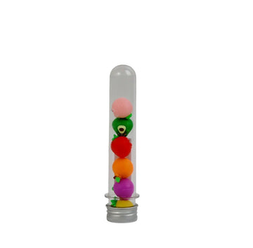 Fruit character test tube with stacked bead figures inside
