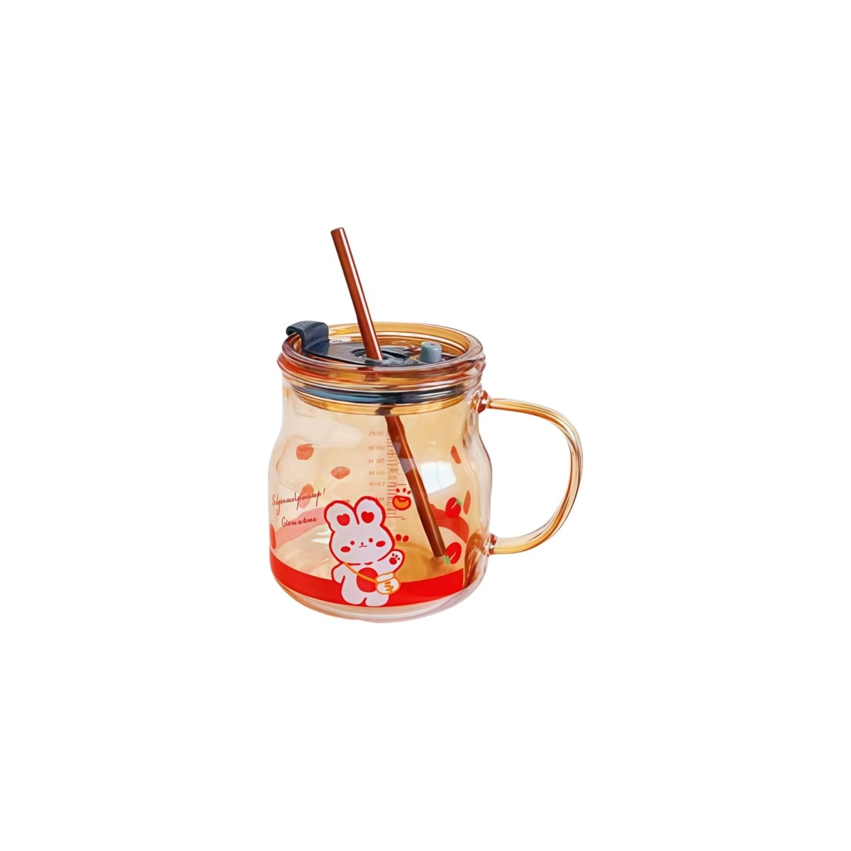 Cute Glass Mug with Straw - MIDI