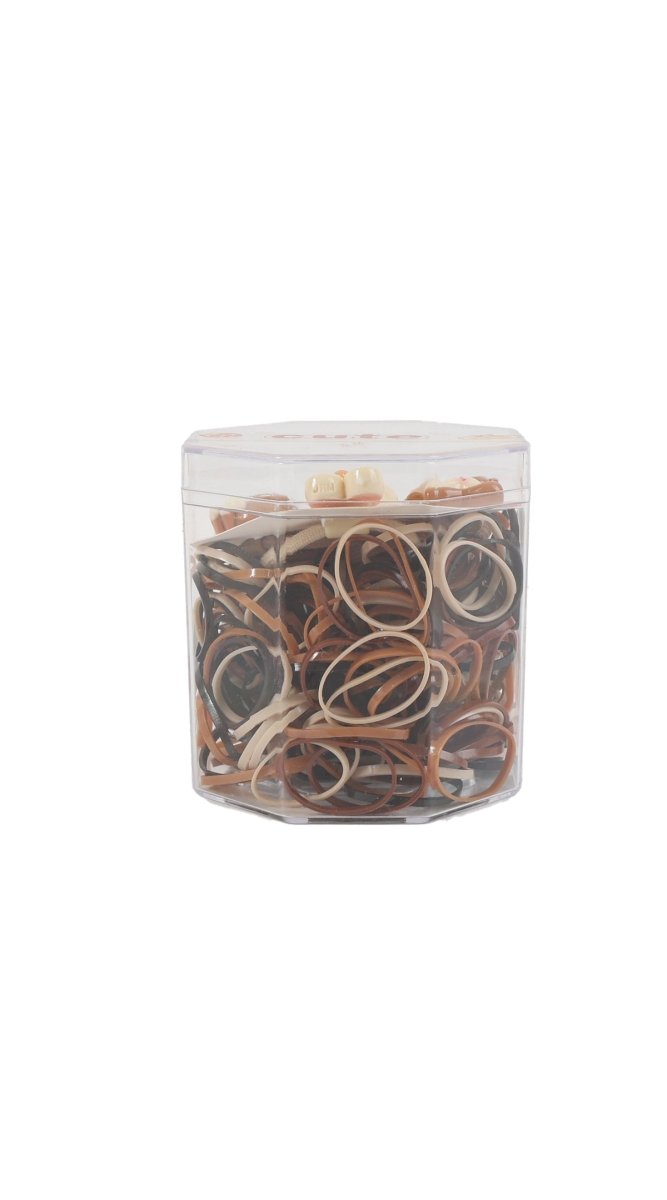 Kids cartoon hair elastic set in clear jar, mixed colors and animal charms
