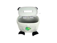 Kids panda backpack open top with gray lining and green logo front patch