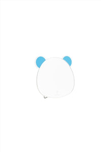 Panda bear handheld mirror, white front with blue ear details