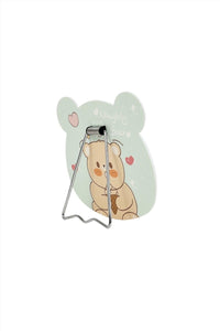 Panda bear handheld mirror with pastel bear illustration and hearts