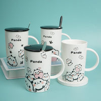 Ceramic cup Cute Panda Design with Lid and Spoon 8