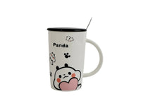 Ceramic cup Cute Panda Design with Lid and Spoon 3