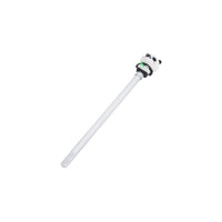 Panda character pen with white barrel and panda head with stacked black rings detail