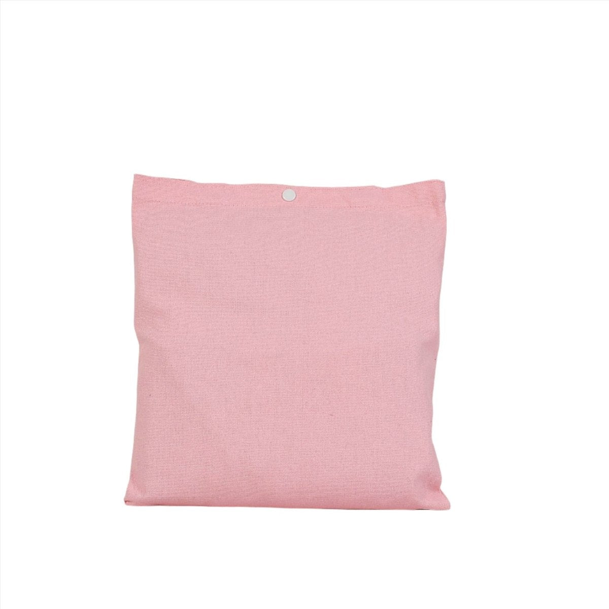 Pink canvas tote bag, plain front with buttoned top
