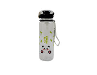Kids plastic water bottle with cute panda graphics, black cap and carry loop