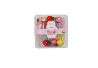 Children's hair clip set in clear box with central rabbit design and vegetable clips