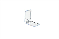 Compact mirror open with silver frame and glass visible