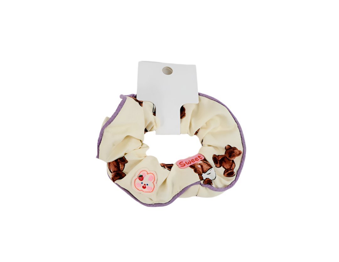 Hair Scrunchie with Cute Bear Print in Various Colors 6