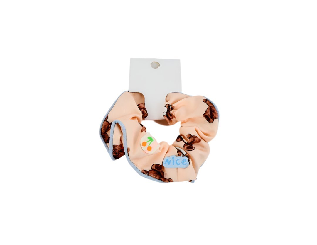 Hair Scrunchie with Cute Bear Print in Various Colors 3