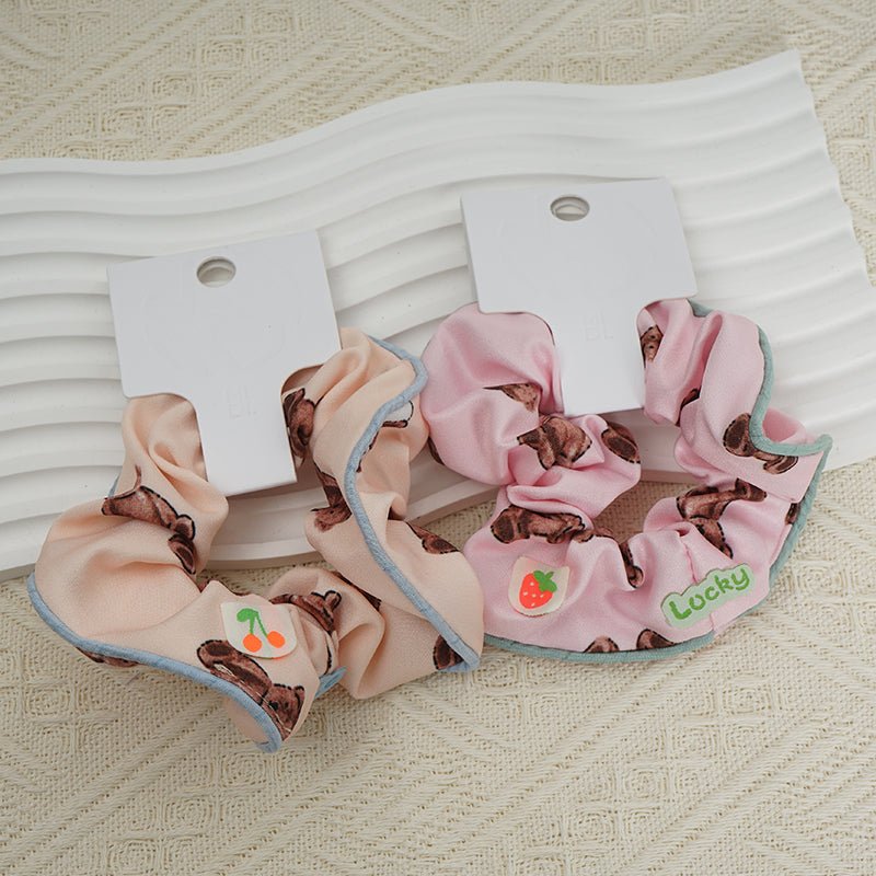 Hair Scrunchie with Cute Bear Print in Various Colors 9