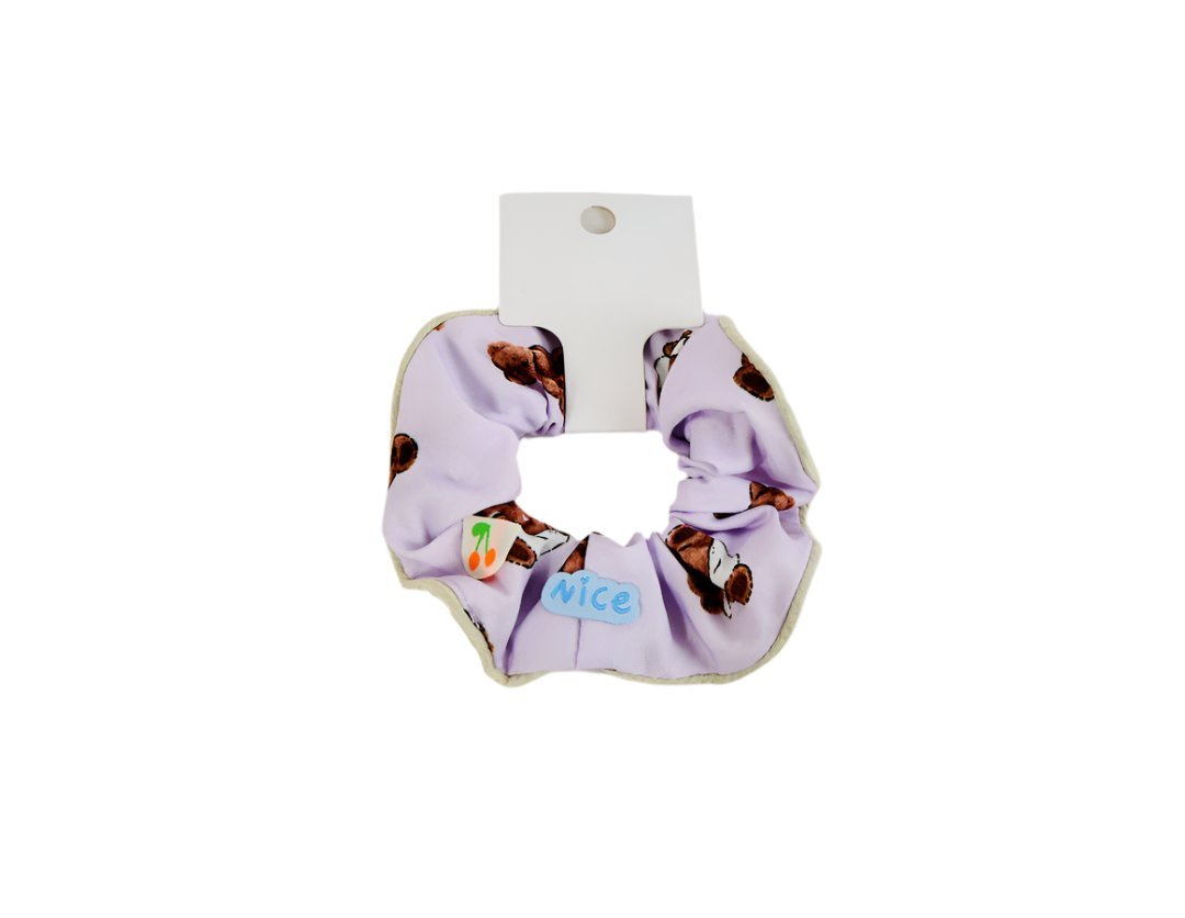 Hair Scrunchie with Cute Bear Print in Various Colors 4