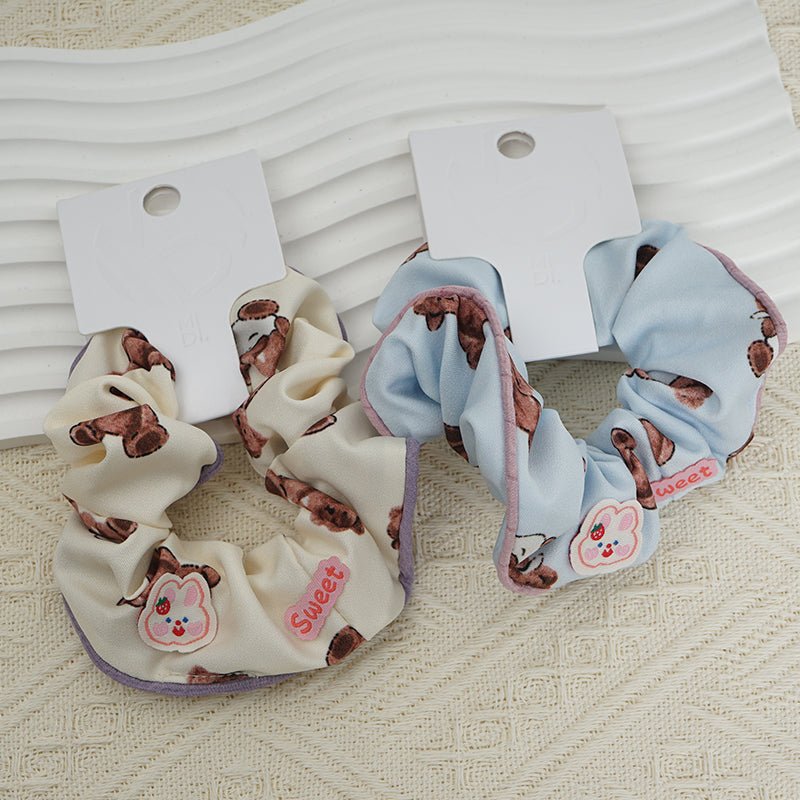 Hair Scrunchie with Cute Bear Print in Various Colors 10