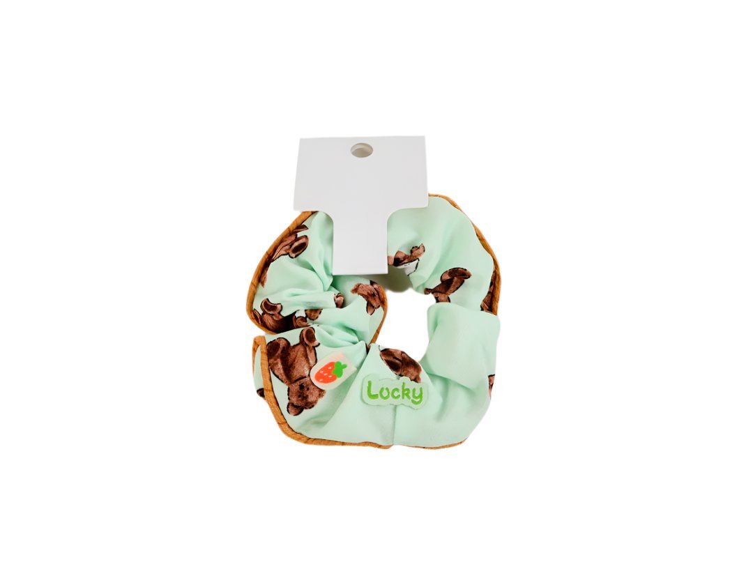 Hair Scrunchie with Cute Bear Print in Various Colors 5