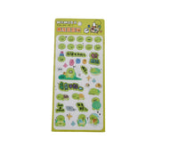 Cute turtle cartoon 3D sticker set on green backing card, assorted shapes