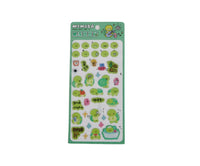 Cute turtle cartoon 3D sticker set on green backing card, playful turtle icons