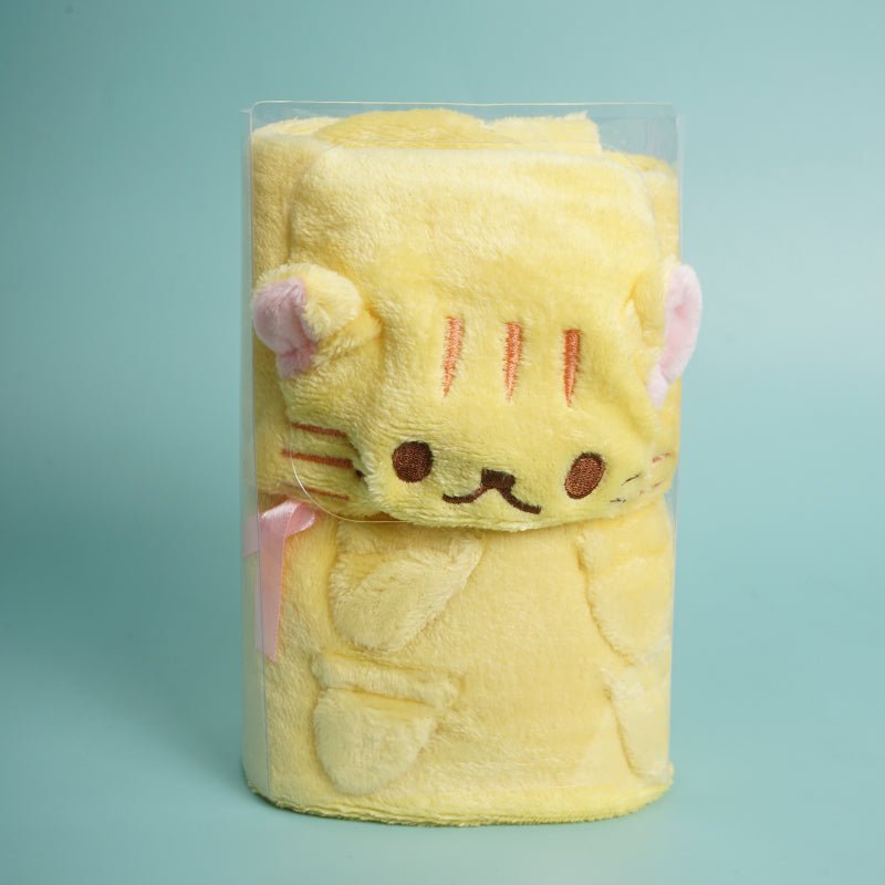 Cute Yellow Cat Plush Blanket - MIDI