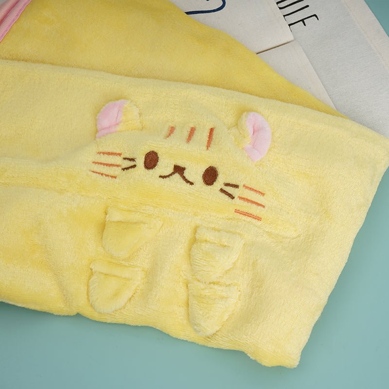 Cute Yellow Cat Plush Blanket - MIDI