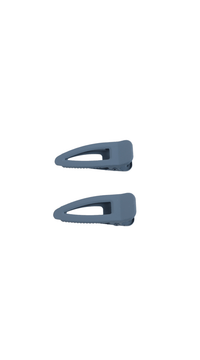 Set of 2 simple dark blue hair clips with metal teeth and claw-style grip