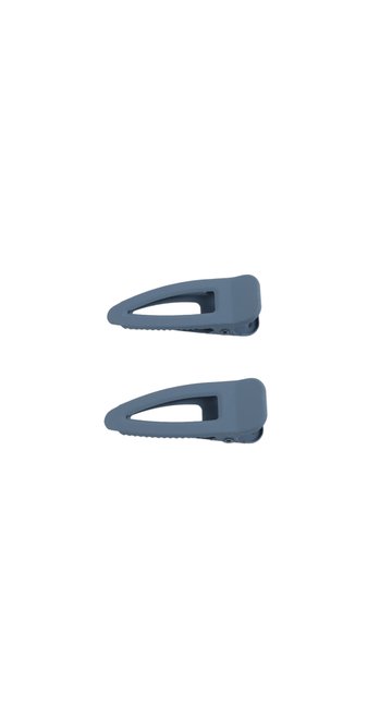 Set of 2 simple dark blue hair clips with metal teeth and claw-style grip