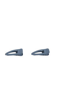 Pair of dark blue hair clips, curved claw design with small teeth slots