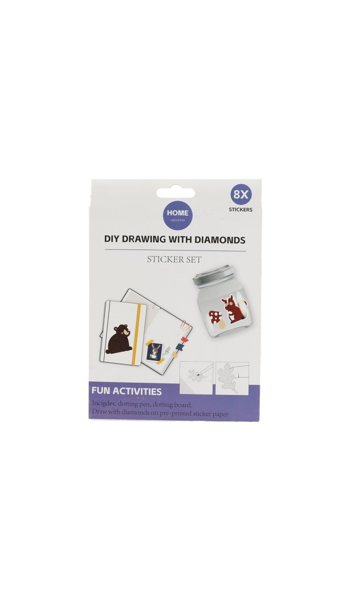 Diamond painting animal sticker set box, 8 stickers, DIY drawing with diamonds