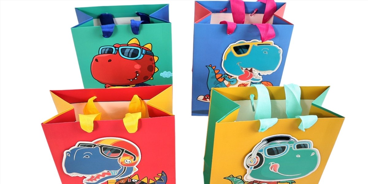 Dinosaur Gift Bags - Assorted Colors - MIDI