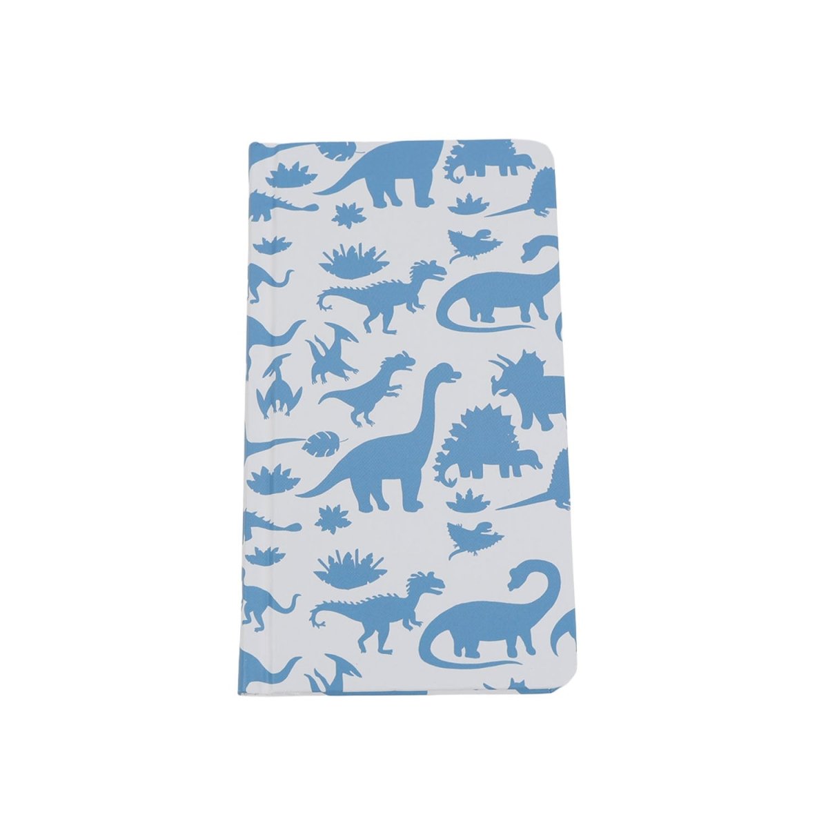 A6 hardcover notebook with blue dinosaur pattern front cover