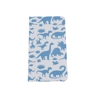 A6 hardcover notebook with blue dinosaur pattern front cover
