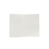 A5 dinosaur notebook open to blank pages
